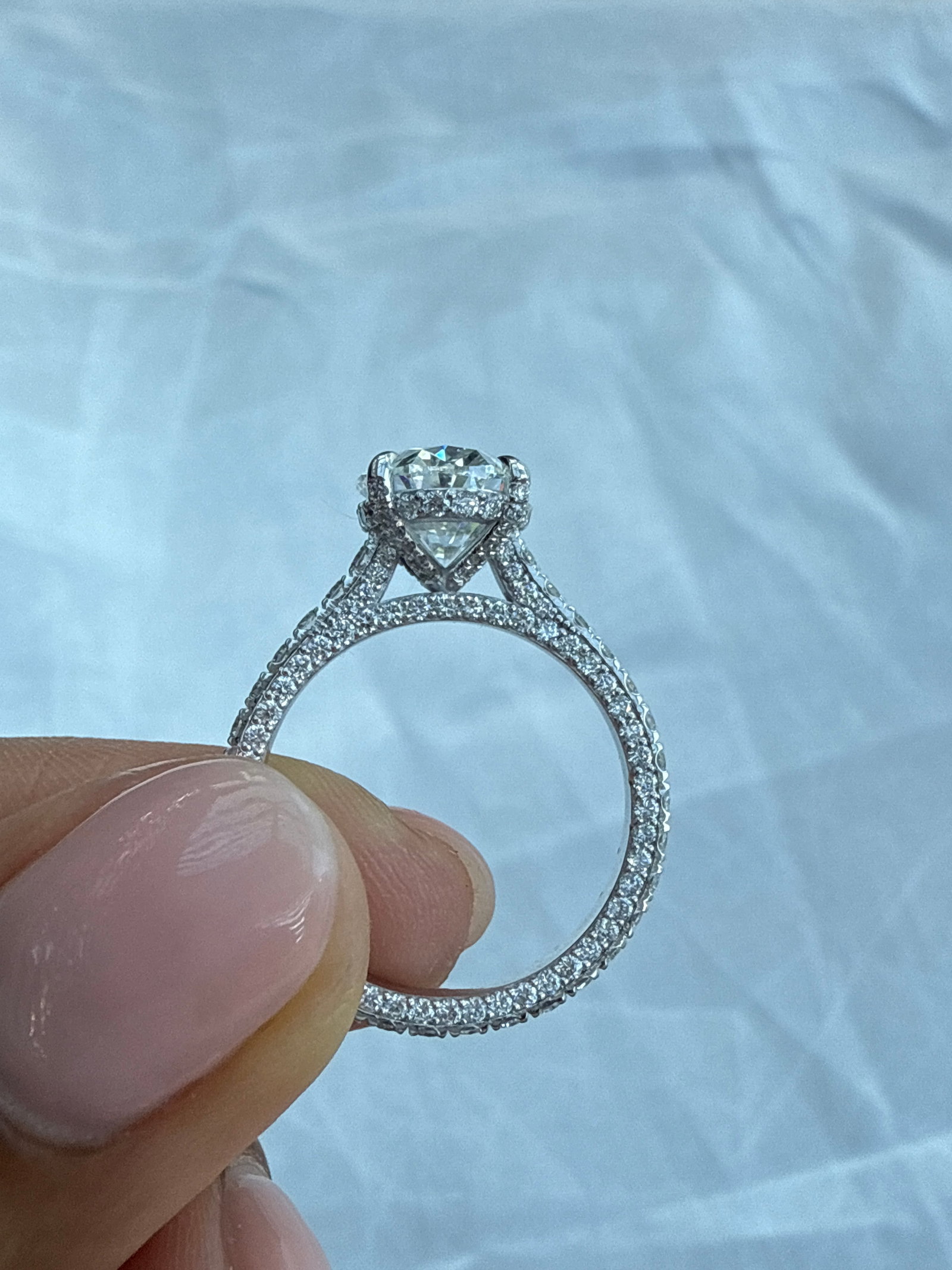 5 Carat Oval diamond engagement ring with side stones in 14k White Gold: 14k White Gold Oval with Side Stones Diamond Engagemant Ring /Total Diamond Weight: 3 Carat Solid 14k White Gold & Conflict - Free Lab Grown Diamond/Diamond Quality : E in Color & VVS-VS in Clarity/Ce