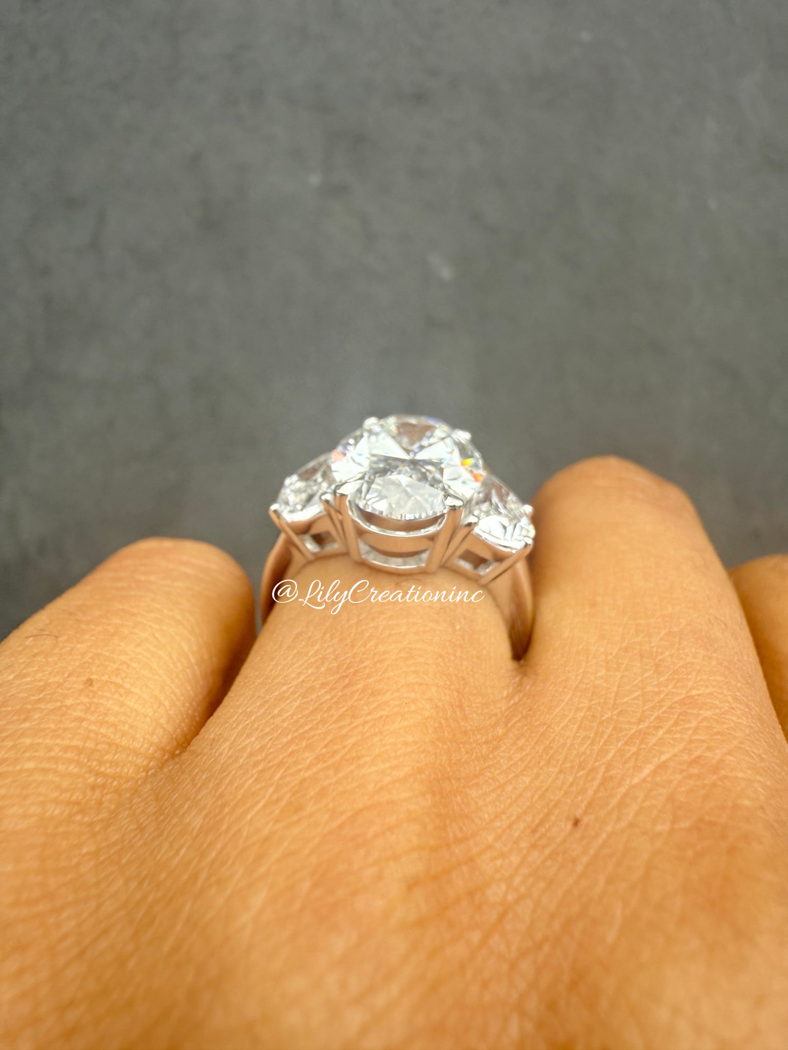 6 Carat Oval Cut with Half Moon with Side Stone Diamond Engagement Ring in 14k Yellow Gold: 14k Yellow Gold Oval Cut Half Moon Diamond Engagement Ring /Total Diamond Weight: 6 Carat Solid 14k Yellow Gold & Conflict - Free Lab Grown Diamond/Diamond Quality : E in Color & VVS-VS in Clarity/Cer