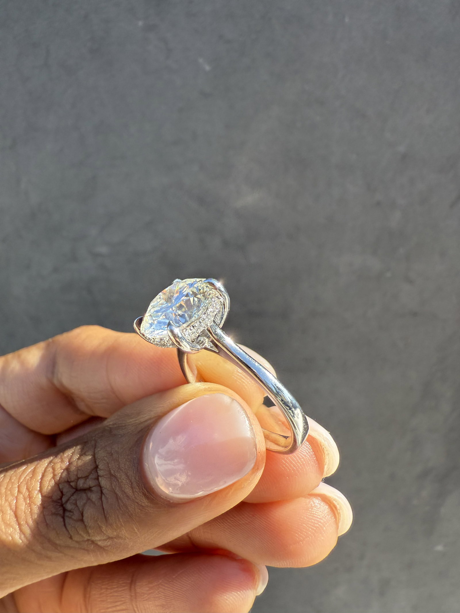 3 Carat Round with hidden Halo Diamond Engagement Ring in 14k White Gold: 14k White Gold Round with hidden halo Diamond Engagemant Ring /Total Diamond Weight: 3 Carat Solid 14k White Gold & Conflict - Free Lab Grown Diamond/Diamond Quality : E in Color & VVS-VS in Clarity/C