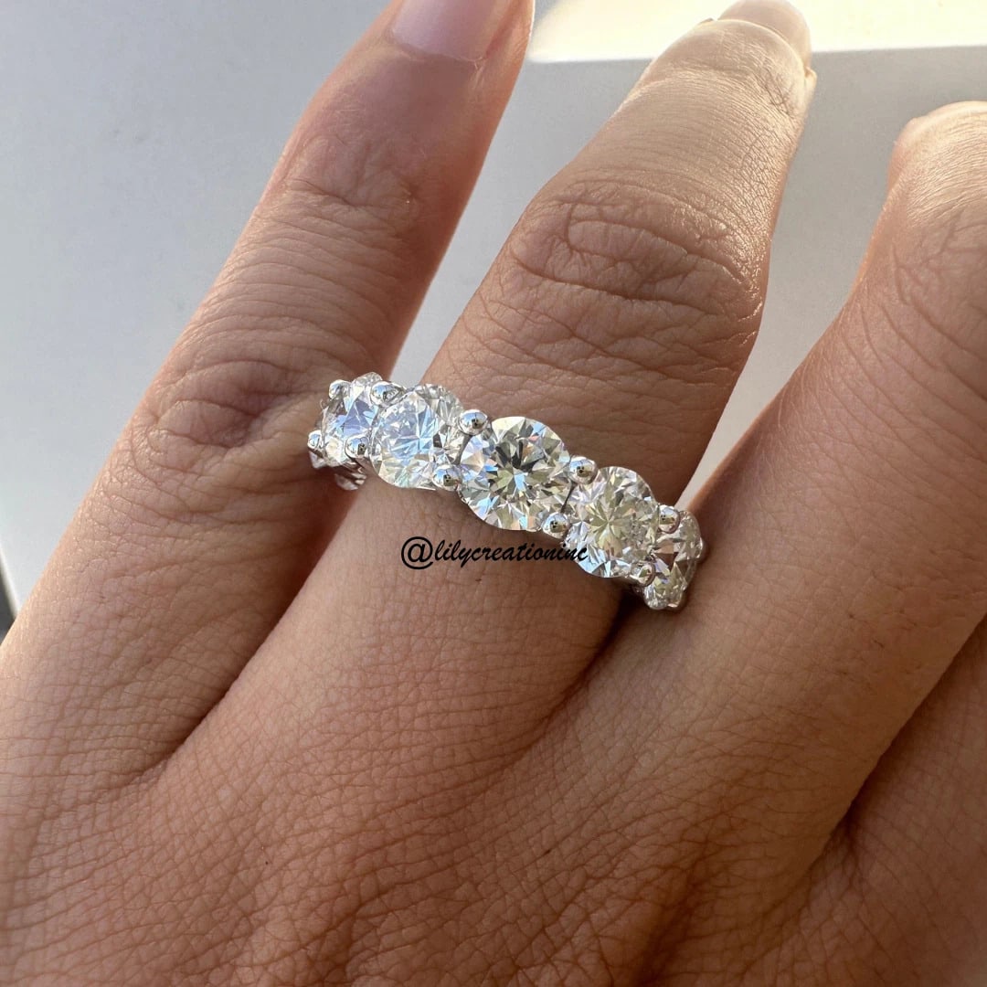 4 Carat Round Halfway Diamond Eternity Band in 14k White Gold: 14k White Gold Round Halfway Diamond Eternity Band /Total Diamond Weight: 4 Carat Solid 14k White Gold & Conflict - Free Lab Grown Diamond/Diamond Quality : E in Color & VVS-VS in Clarity/Retail Value