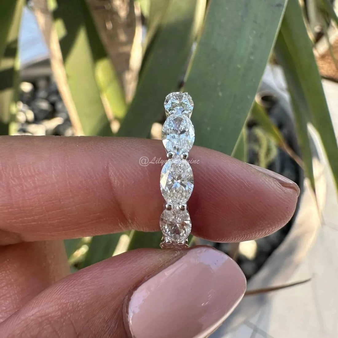 5 Carat Oval East West Diamond Eternity Band in 14k White Gold: 14k White Gold Oval East West Diamond Eternity Band /Total Diamond Weight: 5 Carat Solid 14k White Gold & Conflict - Free Lab Grown Diamond/Diamond Quality : E in Color & VVS-VS in Clarity/Retail Valu
