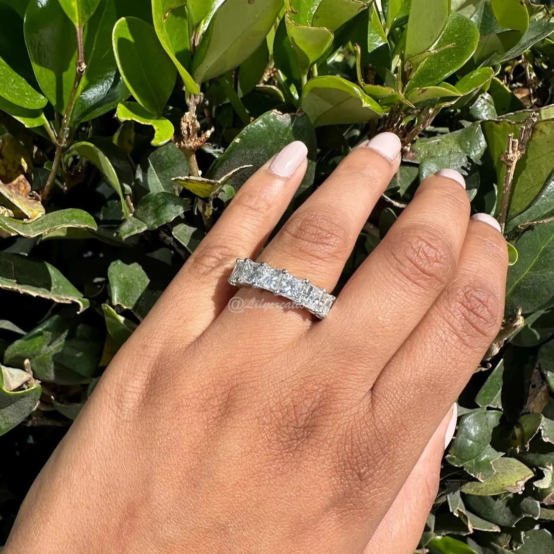 8 Carat Princess Cut Diamond Eternity Band in 14k White Gold: 14k White Gold Princess Cut Diamond Eternity Band /Total Diamond Weight: 8 Carat Solid 14k White Gold & Conflict - Free Lab Grown Diamond/Diamond Quality : E in Color & VVS-VS in Clarity/Width : 5 mmR