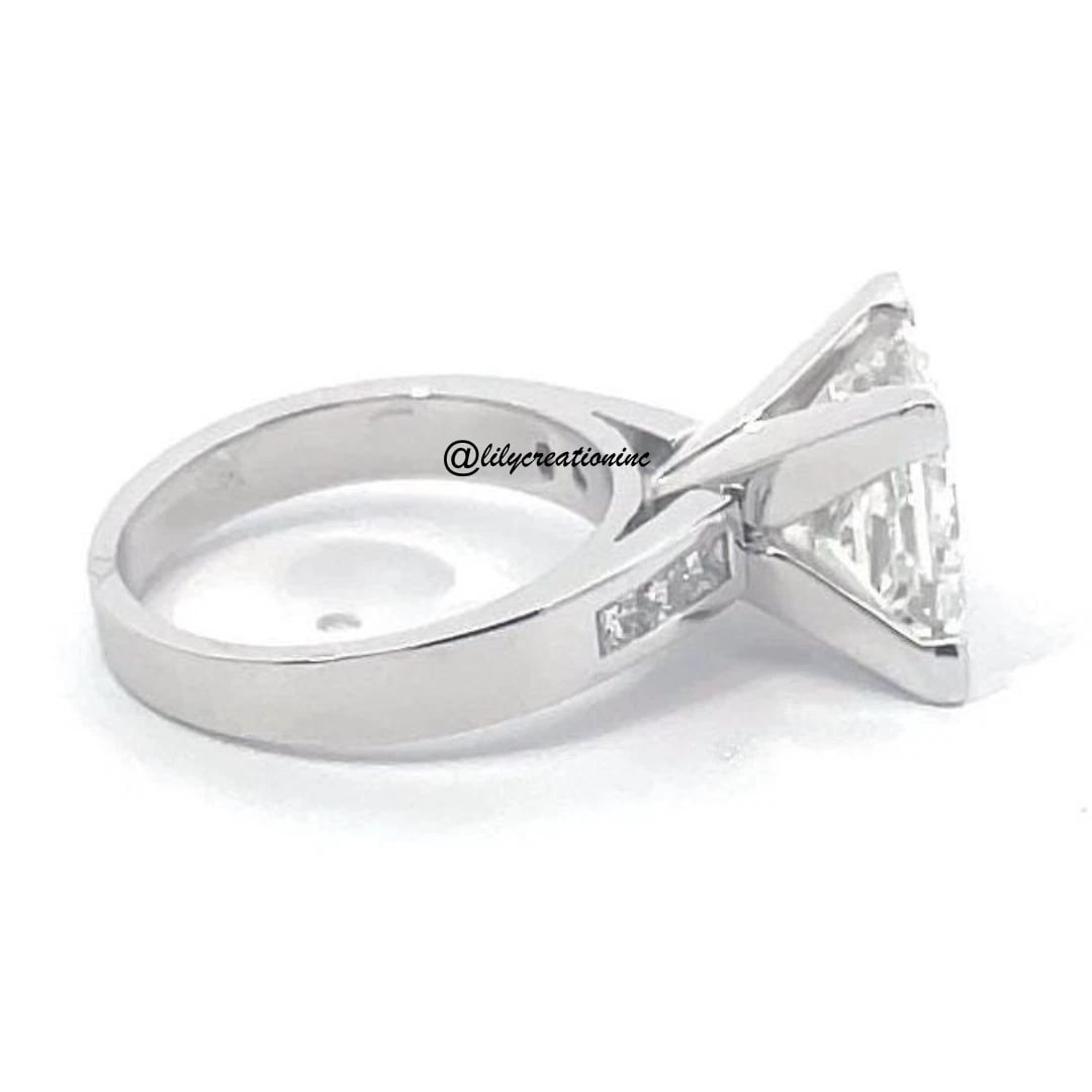 5 Carat Princess Cut Diamond Engagement Ring in 14k White Gold: 14k White Gold Princess Cut Diamond Engagement Ring /Total Diamond Weight: 5 Carat Solid 14k White Gold & Conflict - Free Lab Grown Diamond/Diamond Quality : E in Color & VVS-VS in Clarity/Certificati