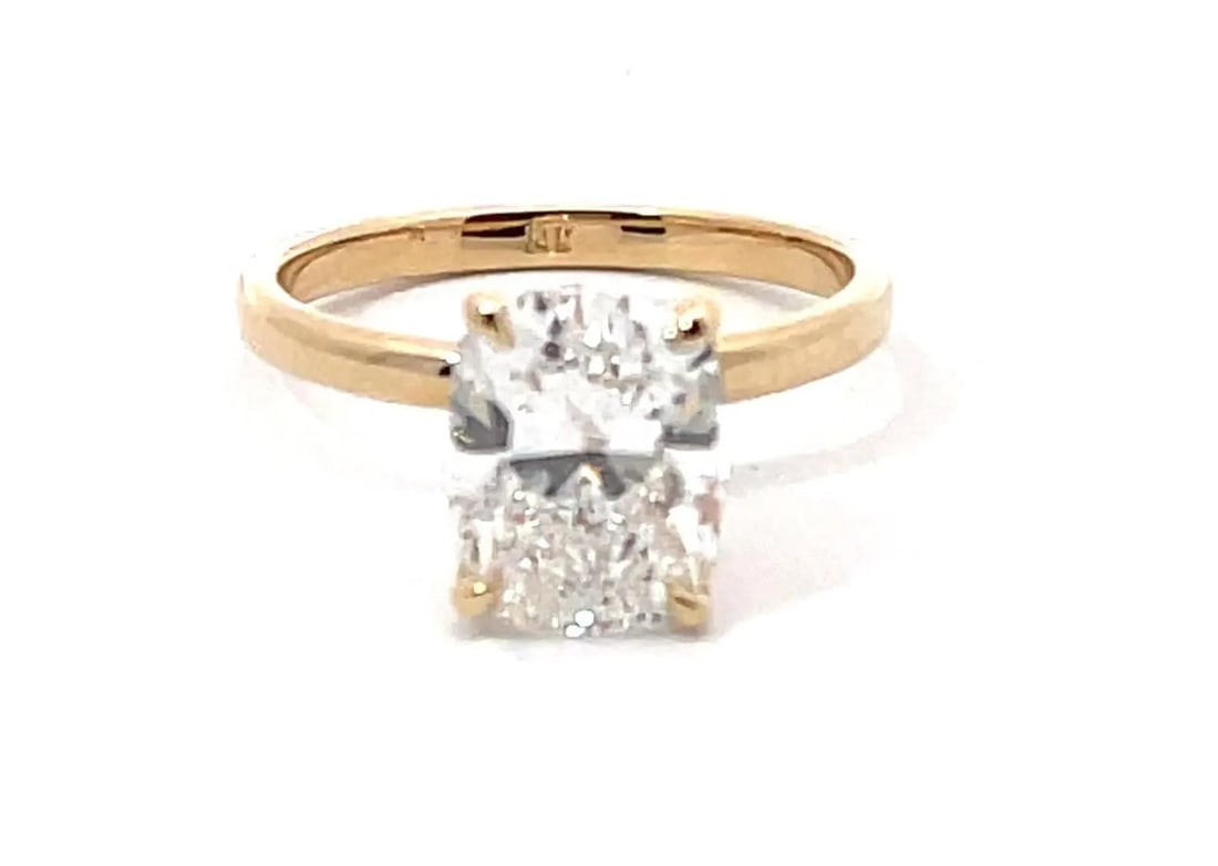 3 Carat Cushion Solitaire Diamond Engagement Ring in 14k Yellow Gold (1 of 3)