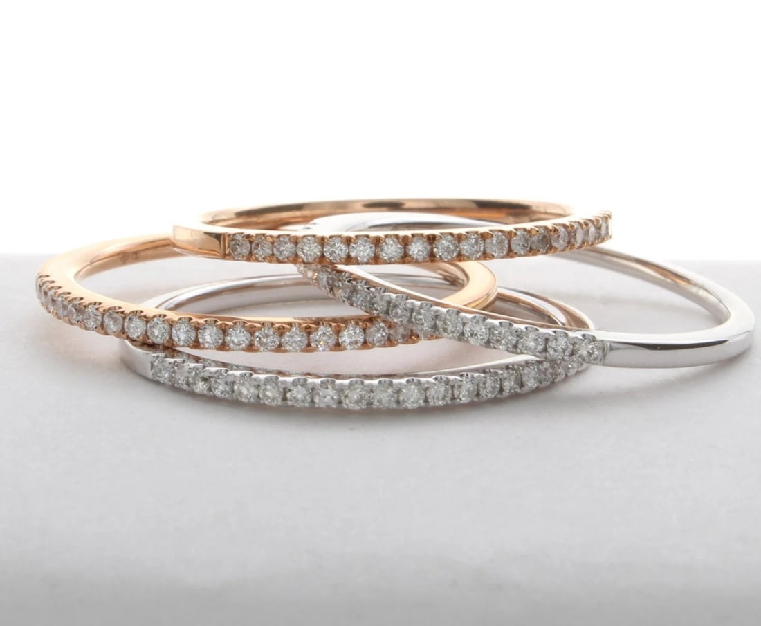 0.10 Carat Stackables Diamond Rings in 14k Rose Gold (1 of 7)