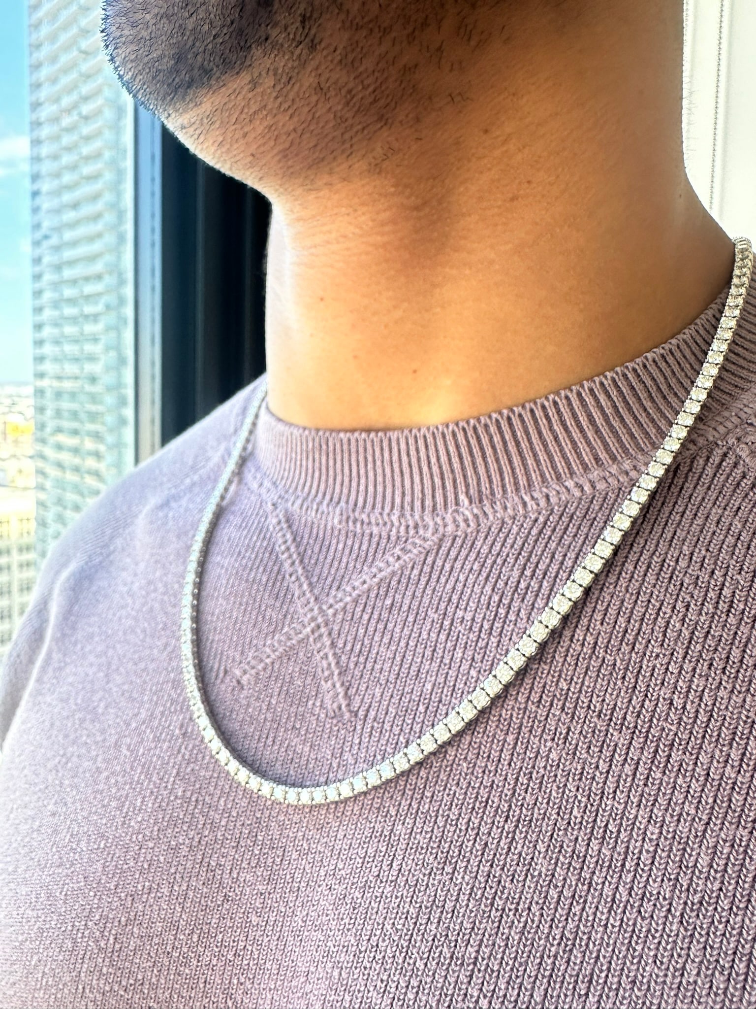 Men's 25 Carat Round tennis Necklace in 14k White Gold (1 of 8)