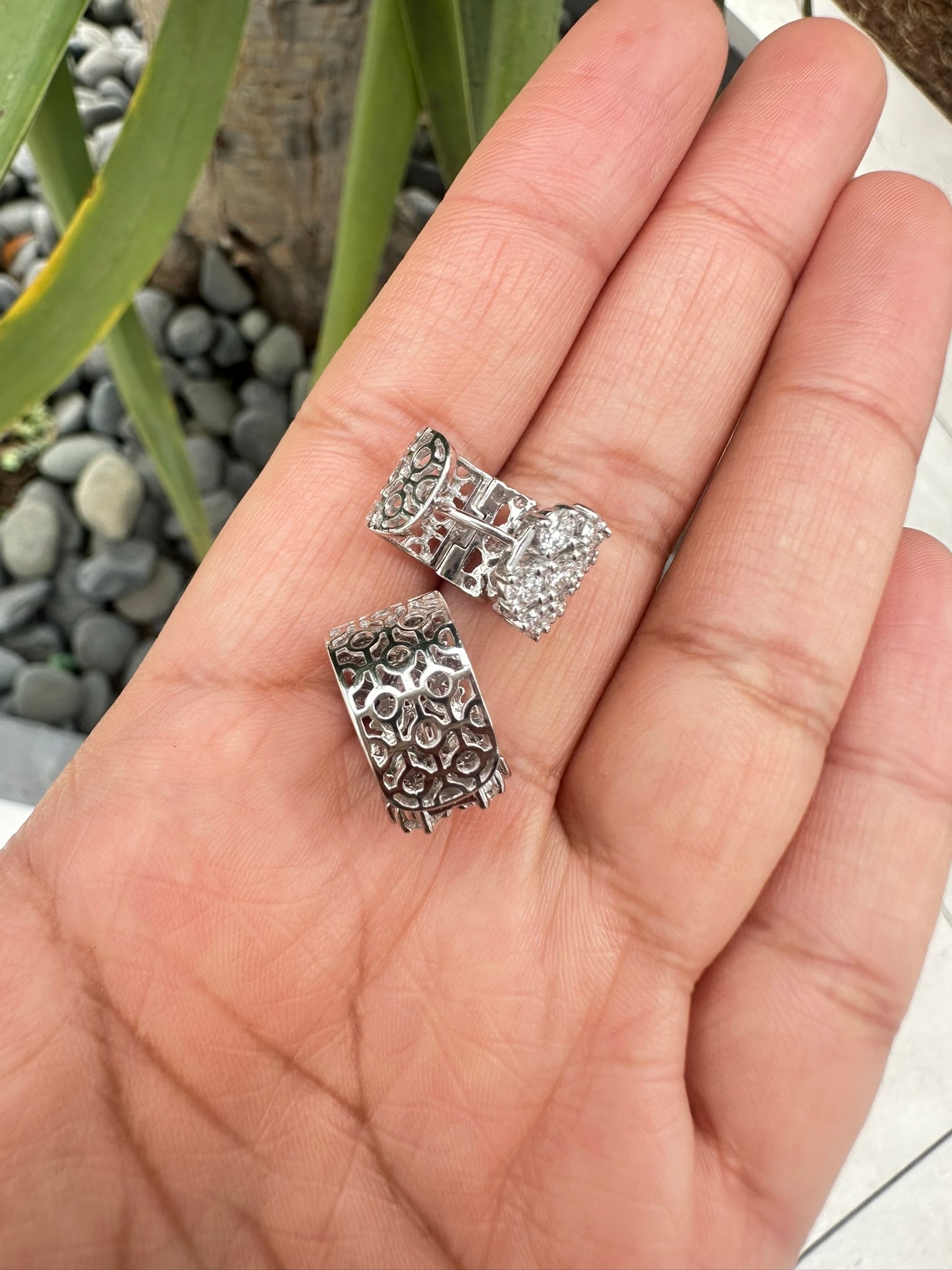 2 Carat Diamond Huggie Earrings in 14k White Gold: 14k White Gold Diamond Huggie Earring /Total Diamond Weight : 2 Carat Solid 14K White Gold & Conflict-Free Lab-Grown Diamonds?Diamond Quality : E In Color & VVS-VS In Clarity/Width : 11mmBacking : Pus