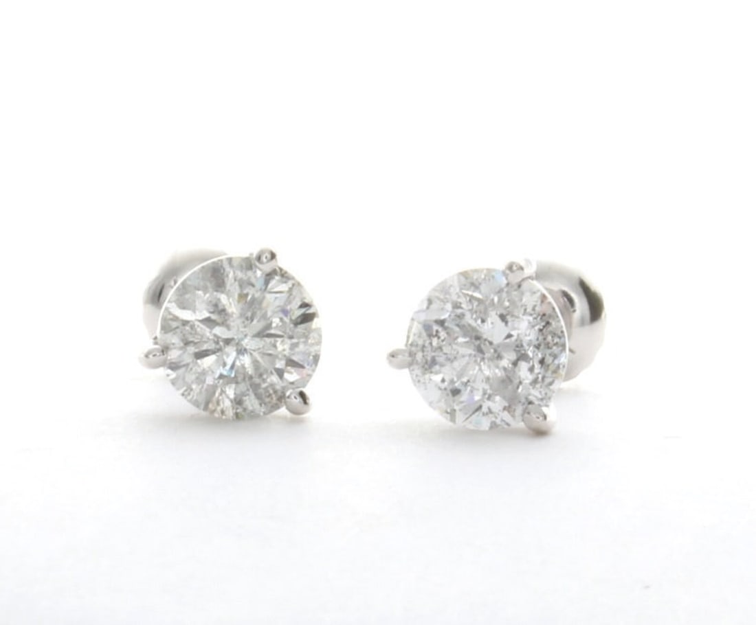 2 Carat Round Salt and Pepper Diamond Stud Earrings in 14k White Gold: 14k White Gold Round Salt and Pepper Diamond Stud Earrings/Total Diamond Weight: 2 CaratSolid 14K White Gold and Conflict free Lab grown Diamonds/Diamond Quality: E In Color & VVS-VS In Clarity/Width 
