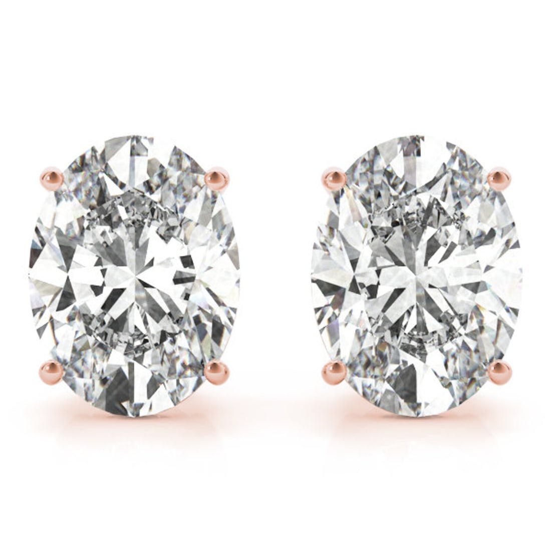 5 Carat Oval Stud Diamond Earrings in 14k Rose Gold: 14k Rose Gold oval Stud Diamond Stud Earrings/Total Diamond Weight: CaratSolid 14K Rose Gold and Conflict free Lab grown Diamonds/Diamond Quality: E In Color & VVS-VS In Clarity/Width : mmBacking : Pu
