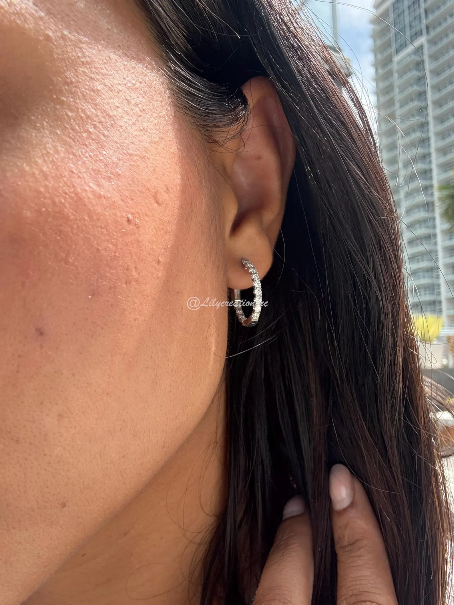 1 Carat Round Diamond Huggie Earrings in 14k White Gold: 14k White Gold Round Diamond Huggie Earring /Total Diamond Weight : 1 Carat Solid 14K White Gold & Conflict-Free Lab-Grown Diamonds?Diamond Quality : E In Color & VVS-VS In Clarity/Width : mmBacking :