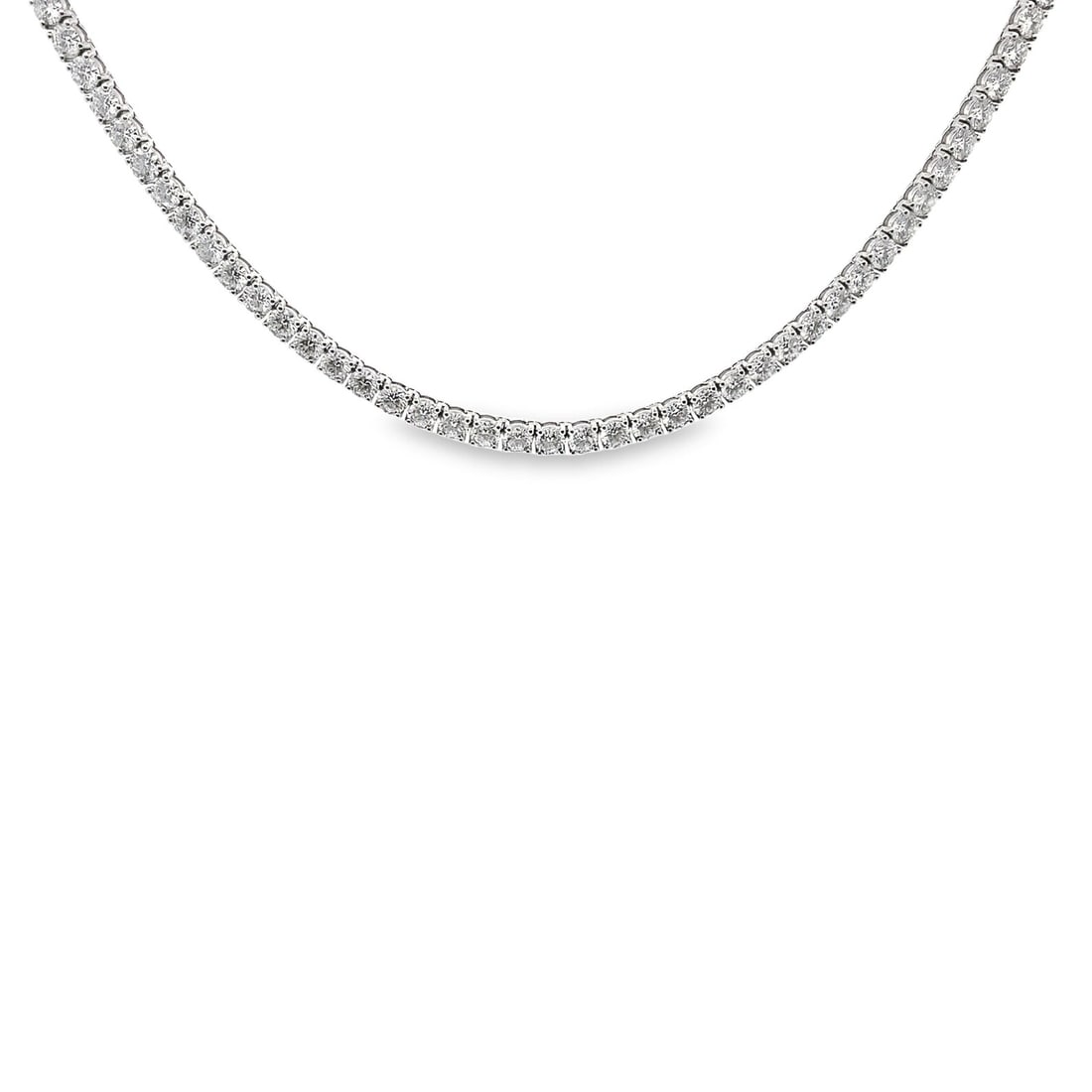 Men's 20 Carat Round Diamond Tennis Necklace in 14k White Gold: 14k White Gold Round Men's Diamond Tennis Necklace /Length of the Necklace : 18 InchesTotal Diamond Weight : 20 Carat in a 18 Inch Necklace/Solid 14k White Gold & Conflict - Free Lab Grown Diamond/Dia