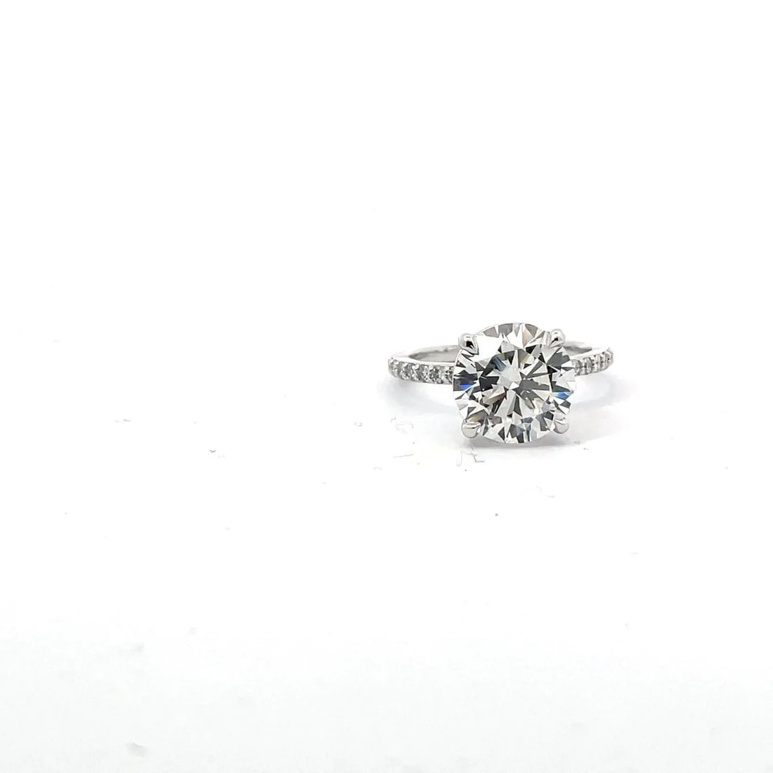 2 Carat Round Classic Diamond Engagement Ring w 3/4 Coverage Side Stones in 14k White Gold: 14k White Gold Round Classic Diamond Engagement Ring /Total Diamond Weight: 2 Carat / Center Stone : 2 Carat / Side Stone : 0.40 Carat Solid 14k White Gold & Conflict - Free Lab Grown Diamond/Diamond 