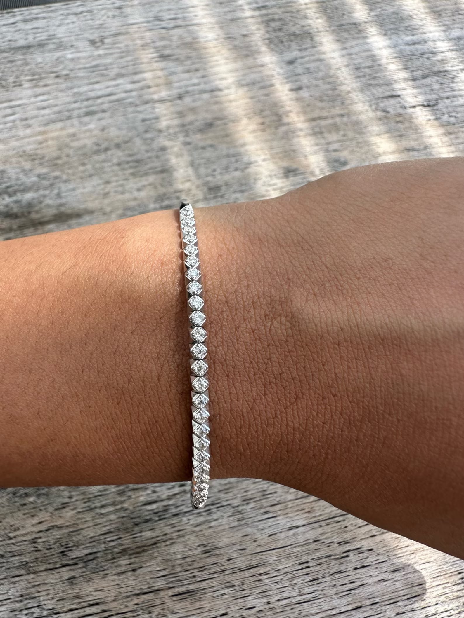 0.35 Carat Round Women's bolo Diamond Bracelet in 14k White Gold: 14k White Gold Round Women's Bolo Diamond Bracelet/Length of the Bracelet: 7 Inches/Total Diamond Weight: 0.35 Carat in a 7 inch Bracelet/Solid 14K White Gold and Conflict free Lab grown Diamonds/Diam