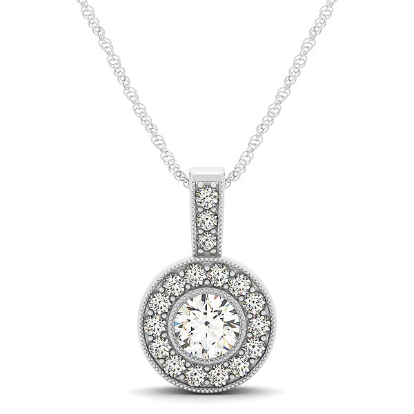 1/3 Carat Bezel Set Dangling Halo Round Diamond Pendant (1 of 2)