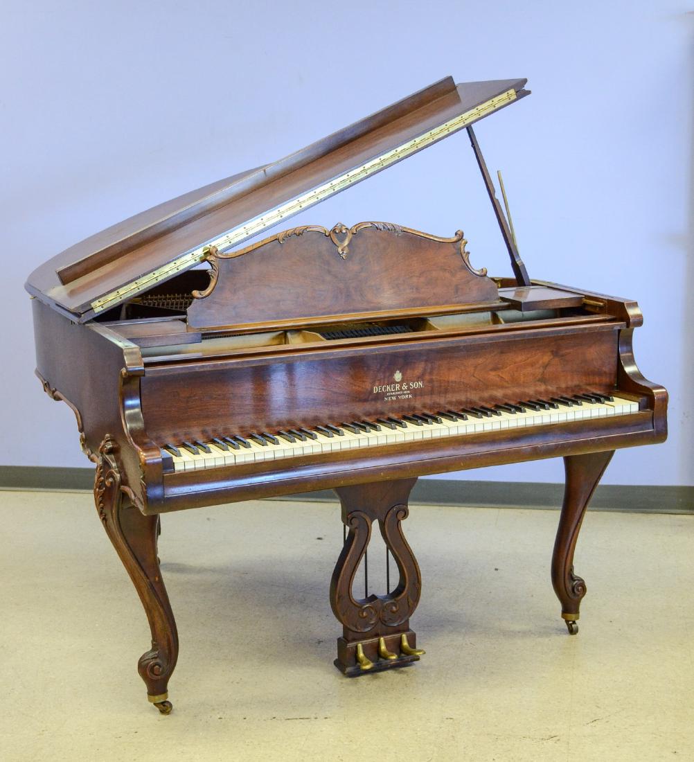Decker And Co Walnut Louis Xiv Style Baby Grand Piano,