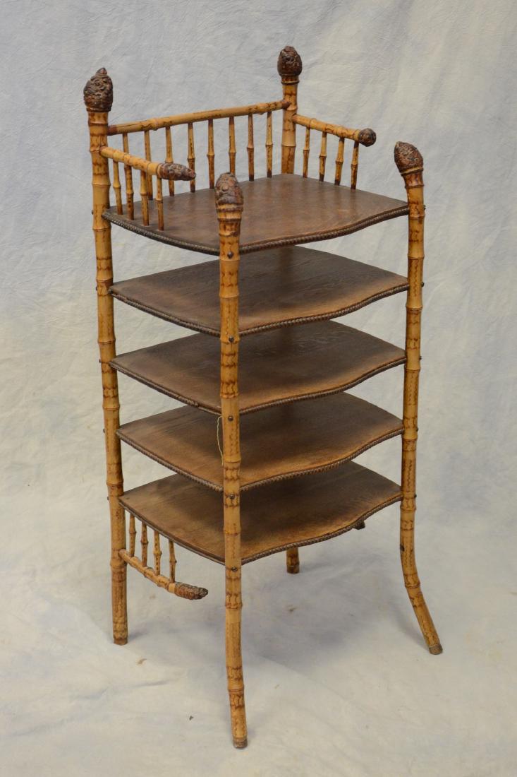 Bamboo & oak 5 shelf bookshelf, 40" h, 17" w (1 of 4)