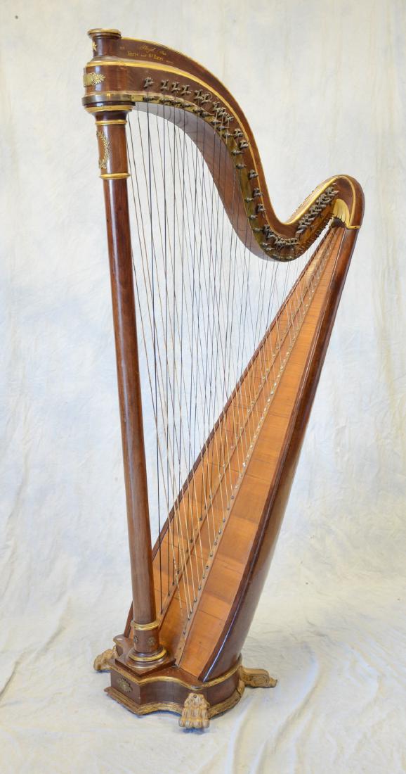 Antique French Chromatic Parcel Gilt Pleyel Paris Harp