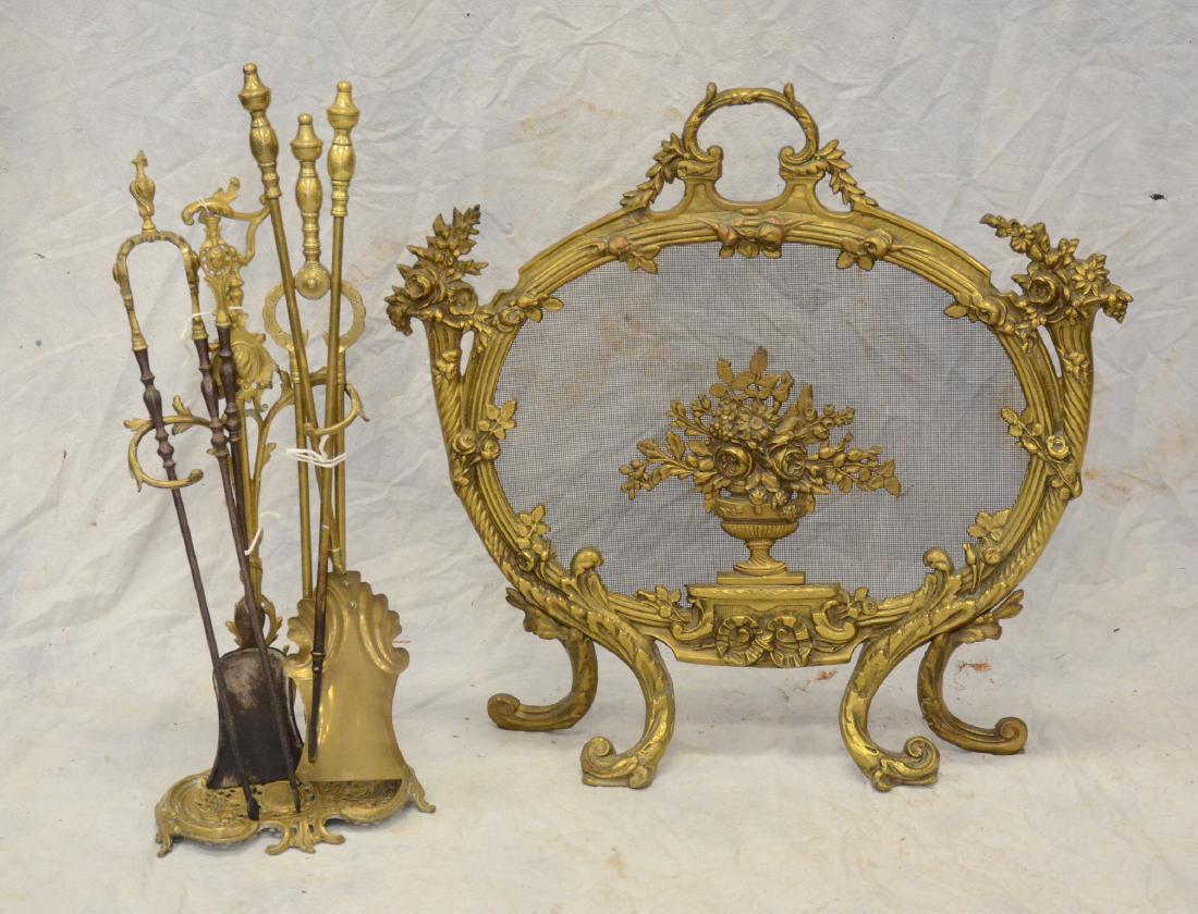 Assembled English and Continental fireplace screen and (1 of 3)