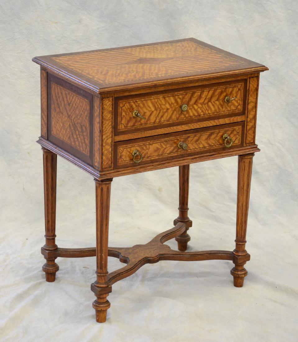 Louis XVI style sewing stand, inlaid and banded elm (1 of 5)