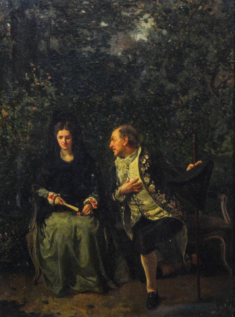 M Rico, oil painting on board, 19th century, signed (1 of 4)