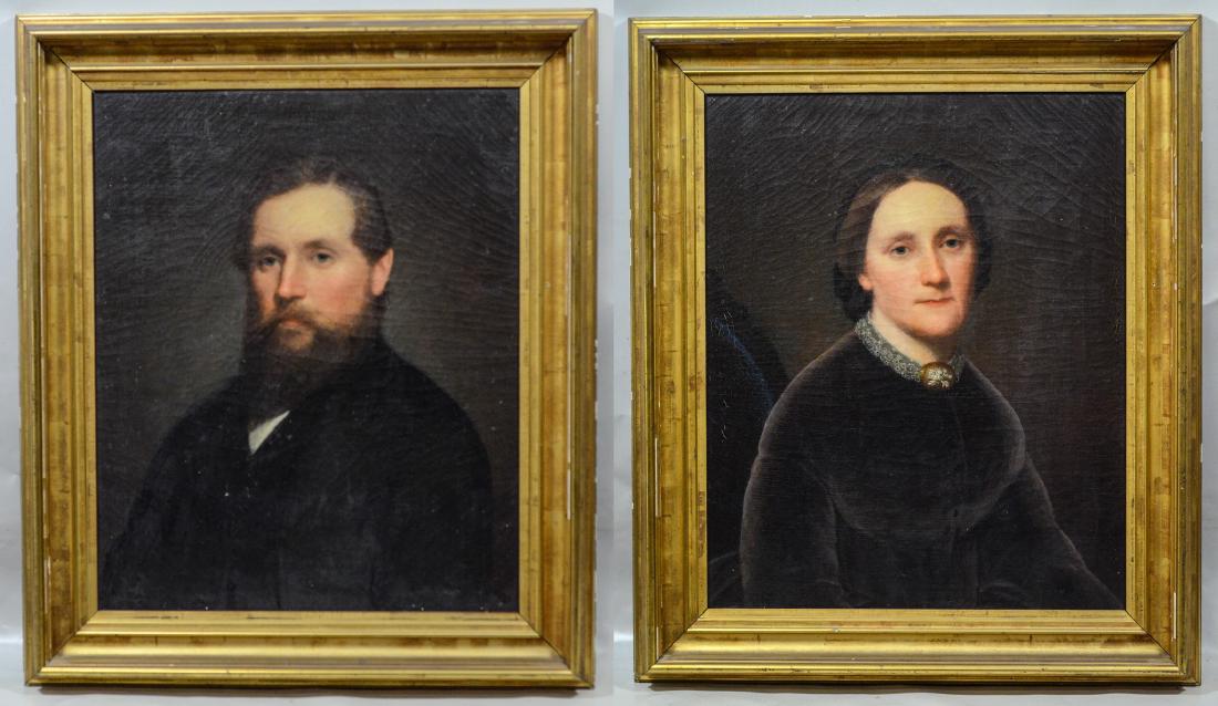 Pair of 19th century Portrait Paintings of a man and (1 of 7)