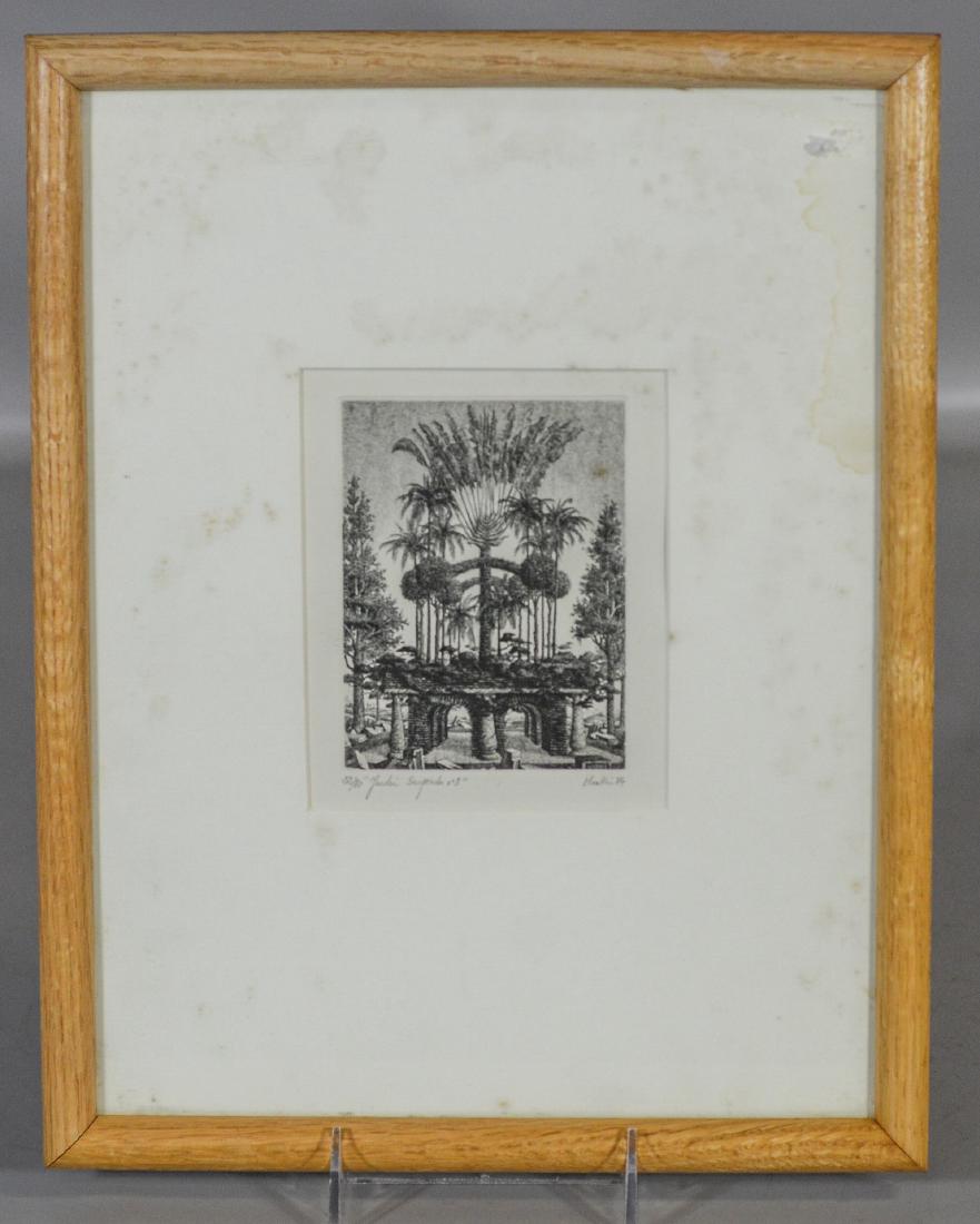 Francois Outin, French, b 1950, black & white etching, (1 of 5)