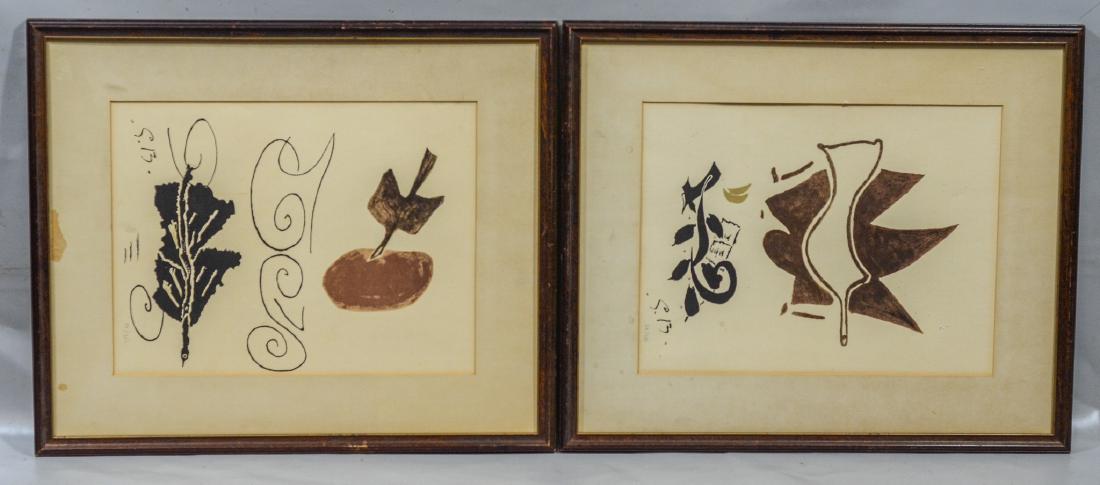 After Georges Braque, (2) lithographs, Birds, signed in (1 of 4)