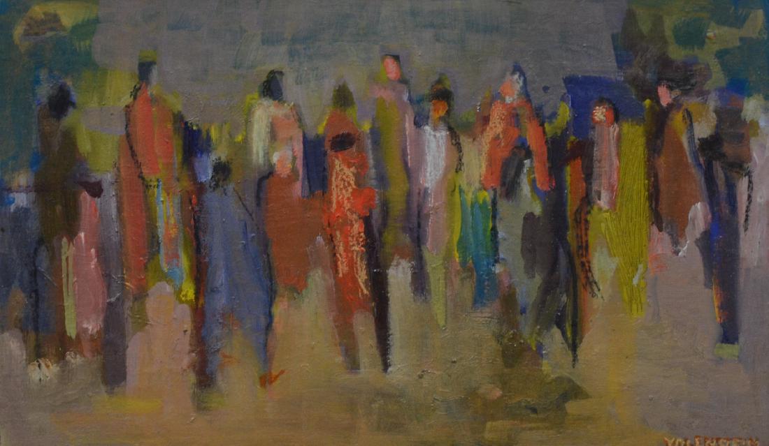 Alice Valenstein, American, 1904-2002, 12" x 20",: Alice Valenstein, American, 1904-2002, 12" x 20", o/canvas board, figures
