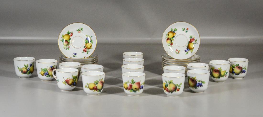16 Meissen cups and 16 saucers with fruit decoration, (1 of 4)