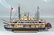 Handmade wood paddlewheel boat model, 25" l x 13 1/2" h