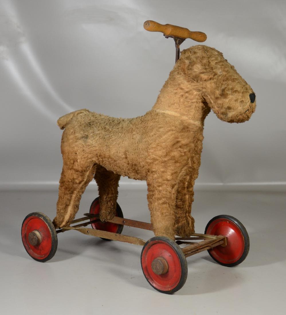 Vintage plush fox terrier pull toy with handle (1 of 5)