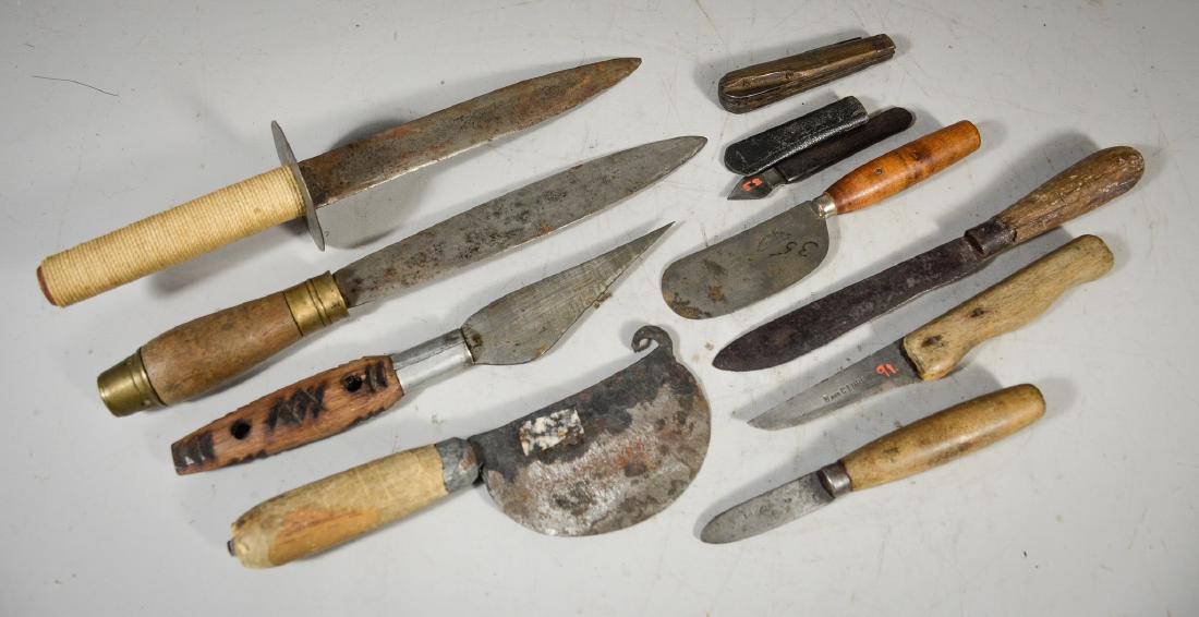 10 Primitive knives & tools, longest 12" (1 of 1)