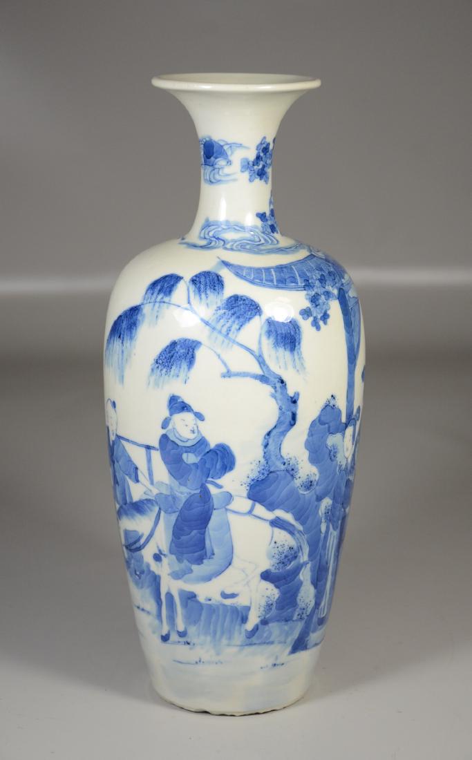Chinese blue & white porcelain vase, garden scene with (1 of 7)