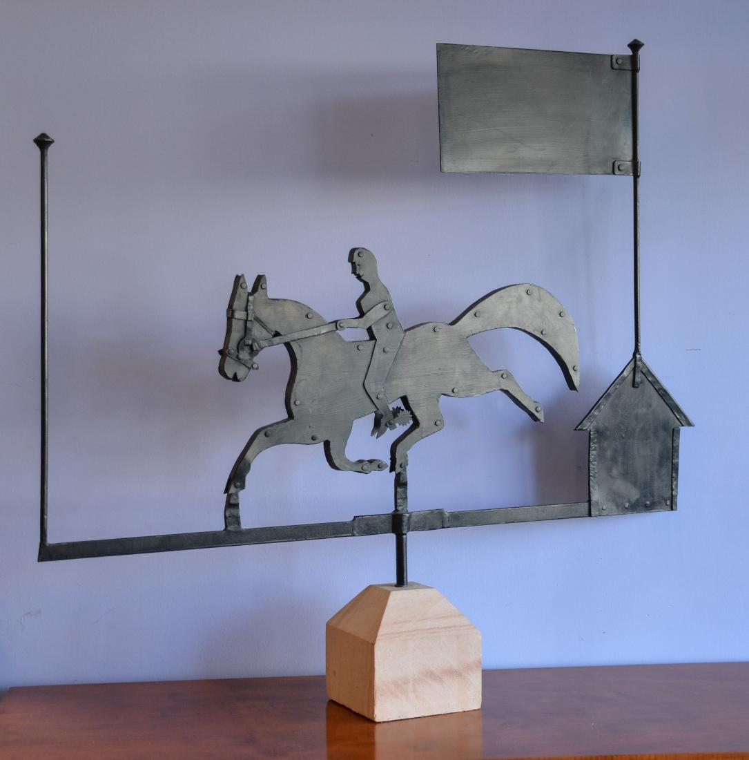 Custom made iron weathervane, horse & rider and house (1 of 4)