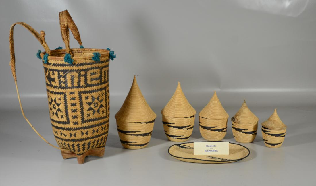 Rwanda African primitive baskets; Vietnamese Backpack (1 of 3)