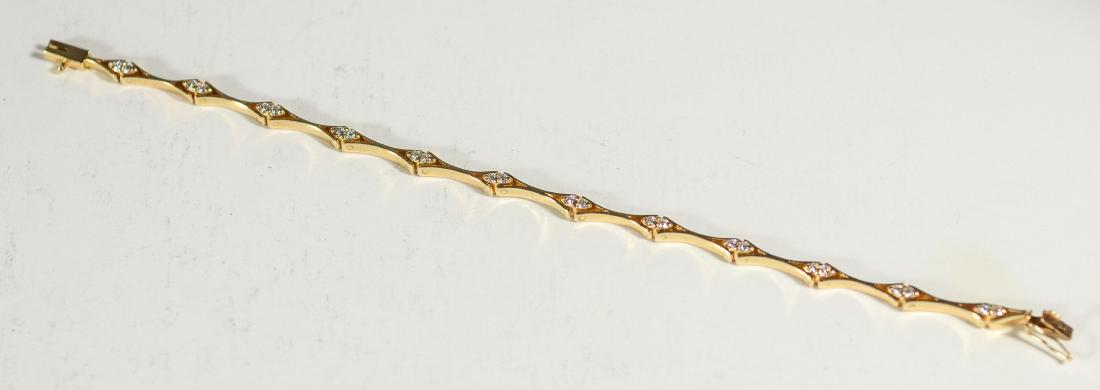 14K YG diamond bracelet, 4.9 dwt, 24 round diamonds, (1 of 3)