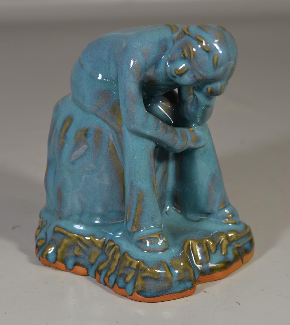 Contemporary blue glazed seated figure (1 of 5)