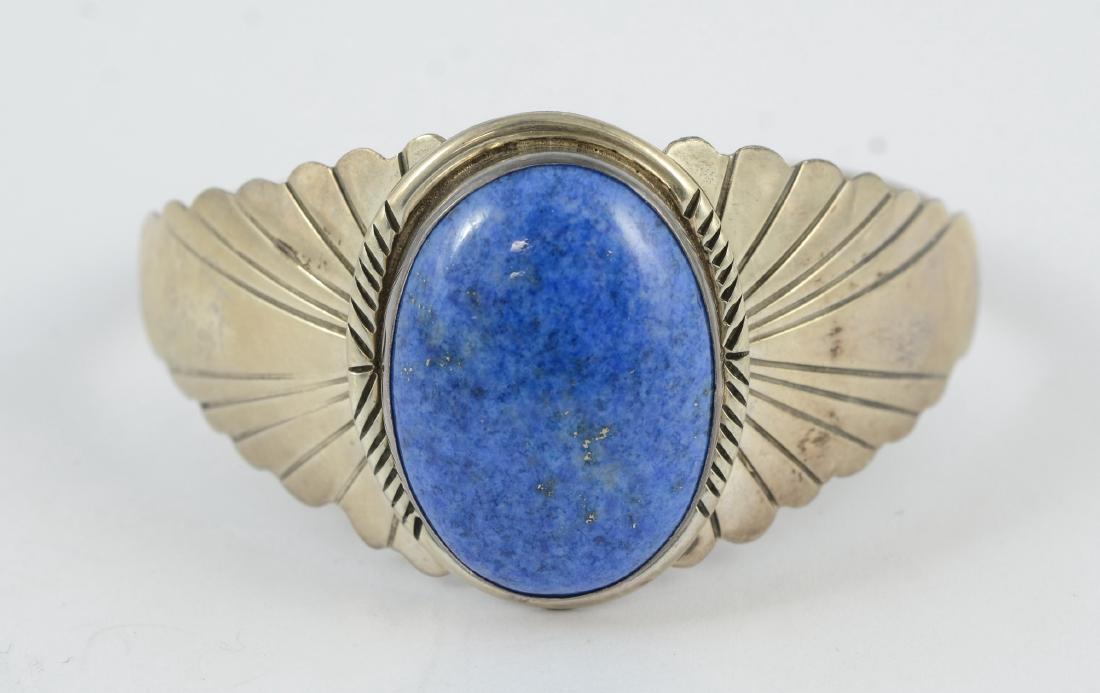 Sterling & lapis cuff, marked sterling 1.02 TOZ (1 of 6)