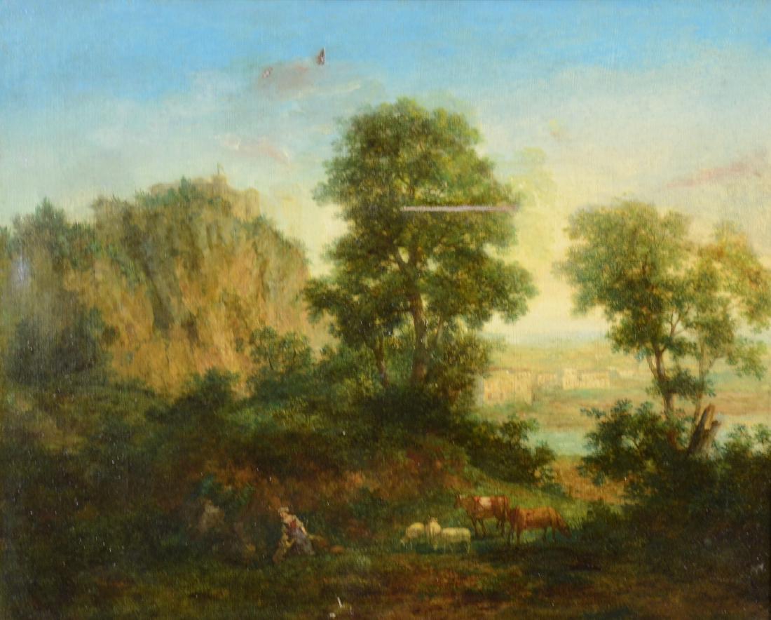 Italian School Shepherdess at Lake Oil on Canvas, (1 of 5)