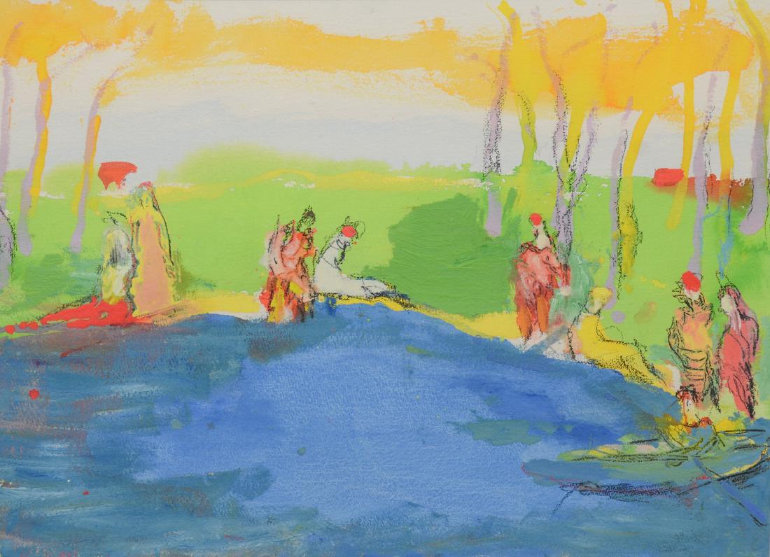 Humbert Howard, acrylic on paper, figures in the park (1 of 3)