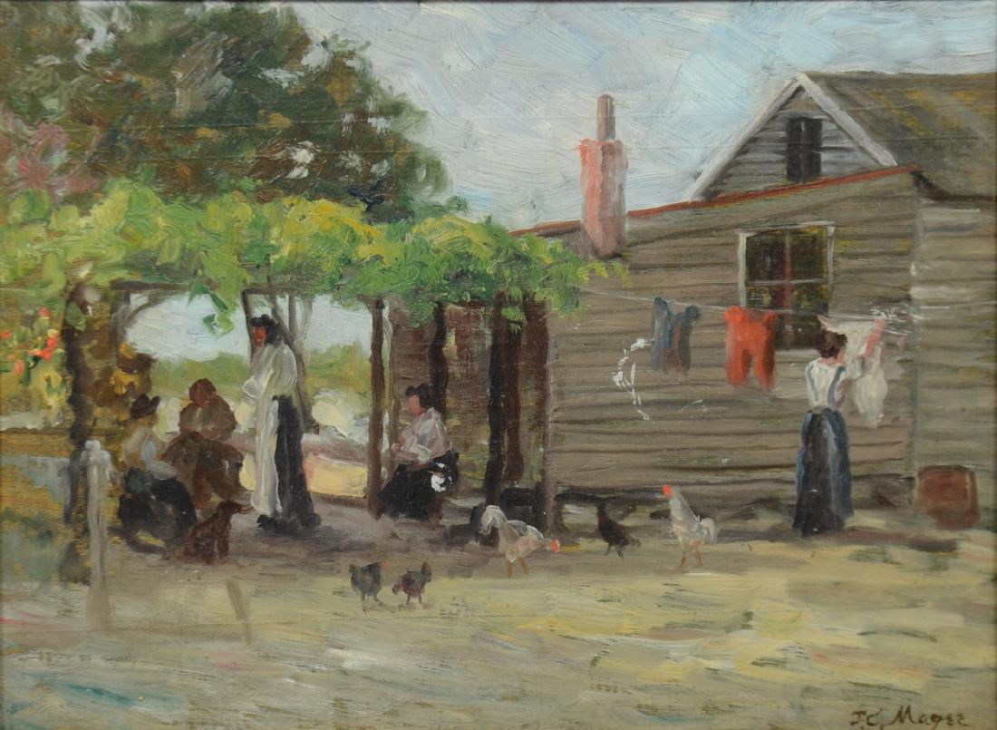 JC Magee, oil on board, Daily Chores: JC Magee, oil on board, Daily Chores, signed lower right, 9-1/4" x 12-1/2" sight, 12" x 15-1/4" overall