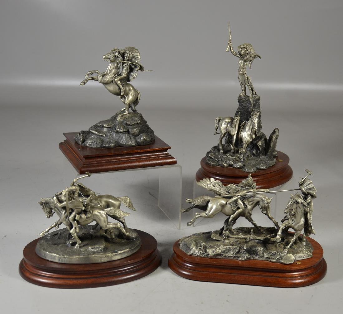 4 Donald Polland Pewter Native American Sculptures (1 of 4)