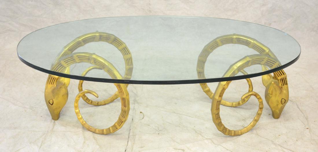 Glass top Coffee Table with Ibex Heads Base (1 of 3)