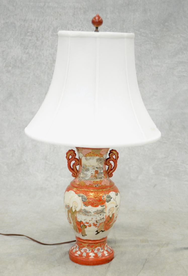 Japanese Kutani Vase Mounted as a Lamp (1 of 5)