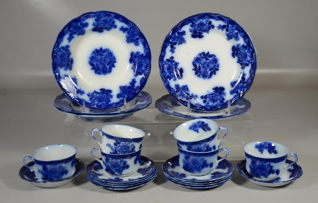 21 Pieces of English Flow Blue Pottery (1 of 4)