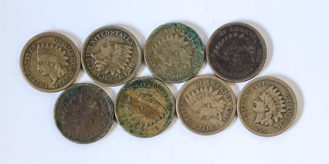 (8) Copper  nickel Indian cents (1 of 1)
