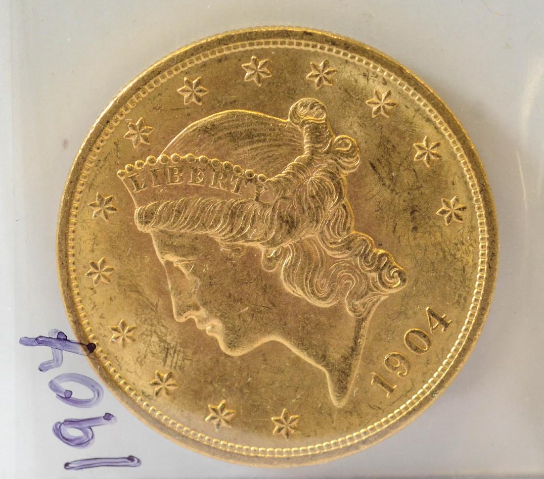 1904 $20 Liberty AU gold coin (1 of 2)