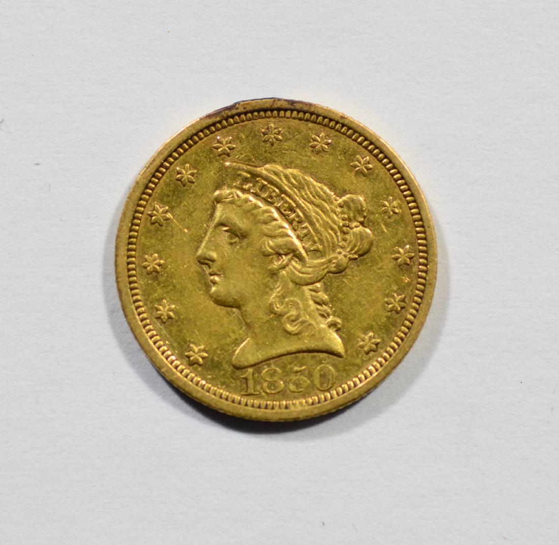 1850 $2 1/2 Liberty gold coin, VF (1 of 2)