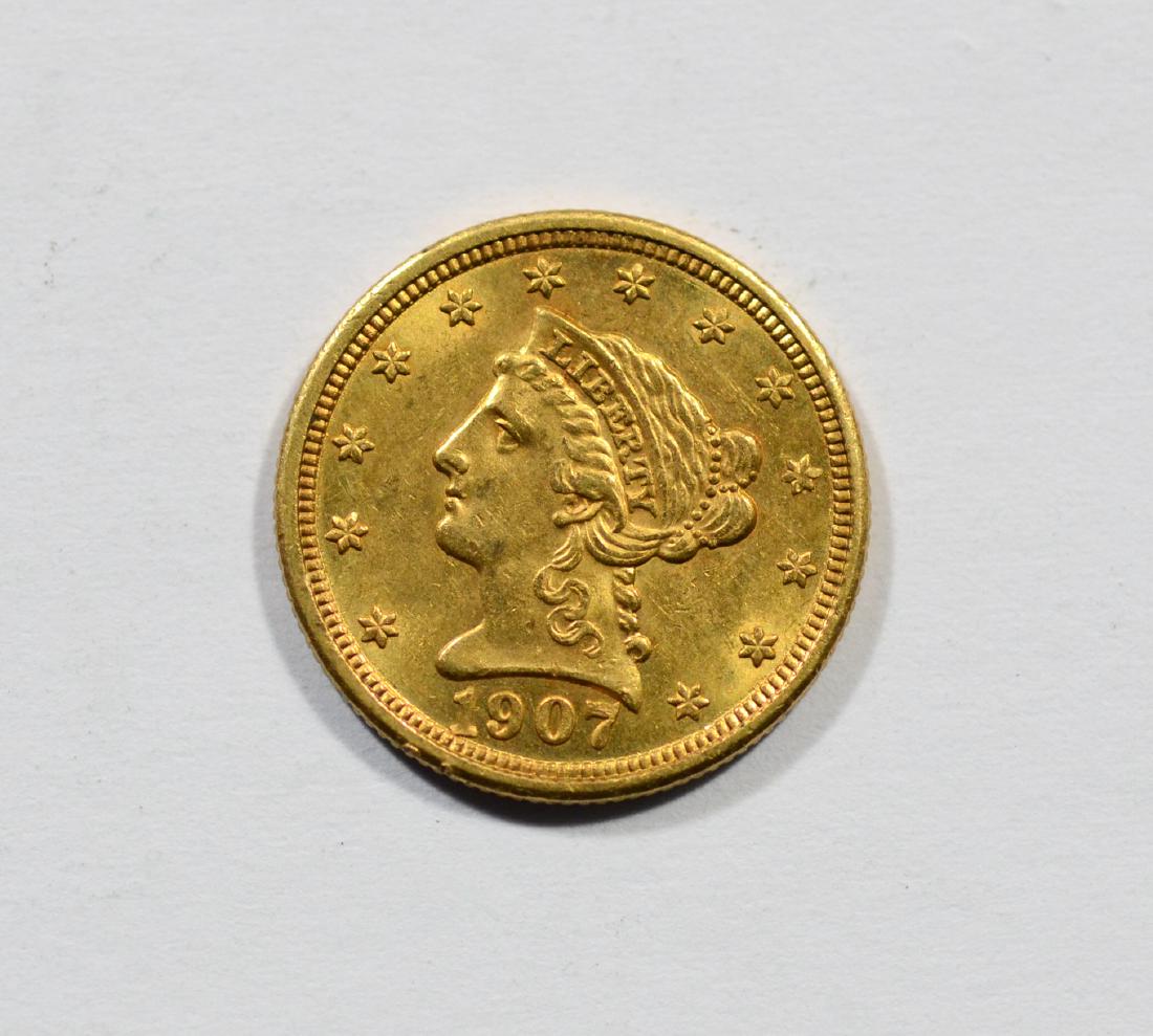 1907 $2 1/2 Liberty gold coin, EF (1 of 2)