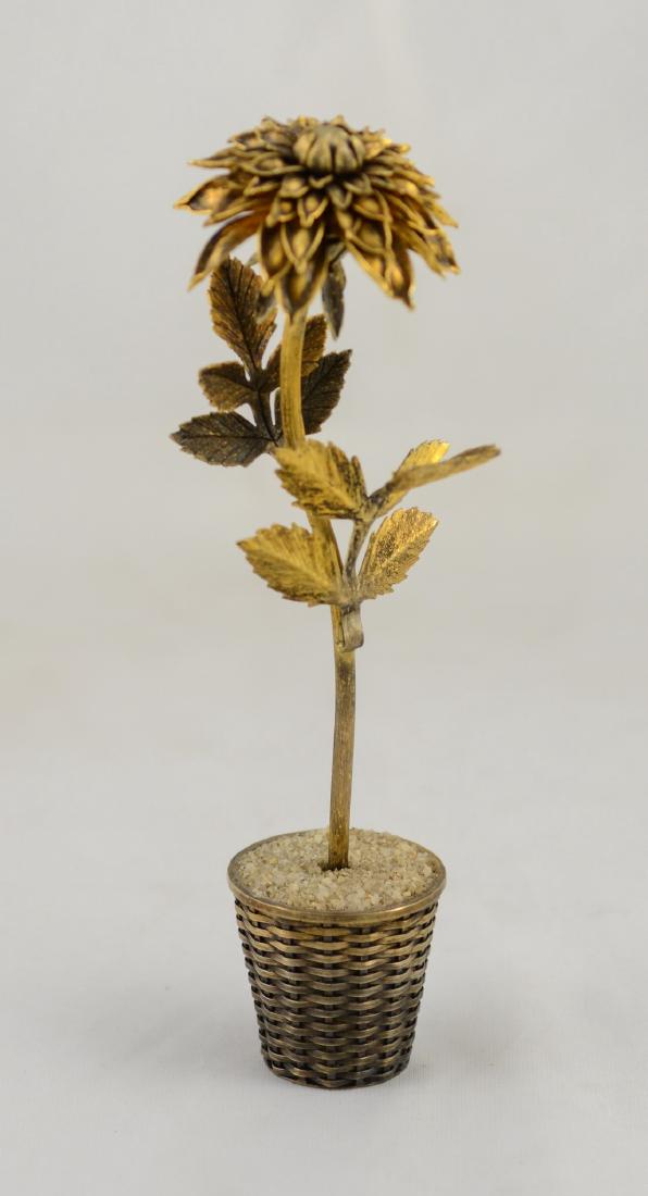 Tiffany sterling silver & gilt Mexico flower in pot (1 of 3)